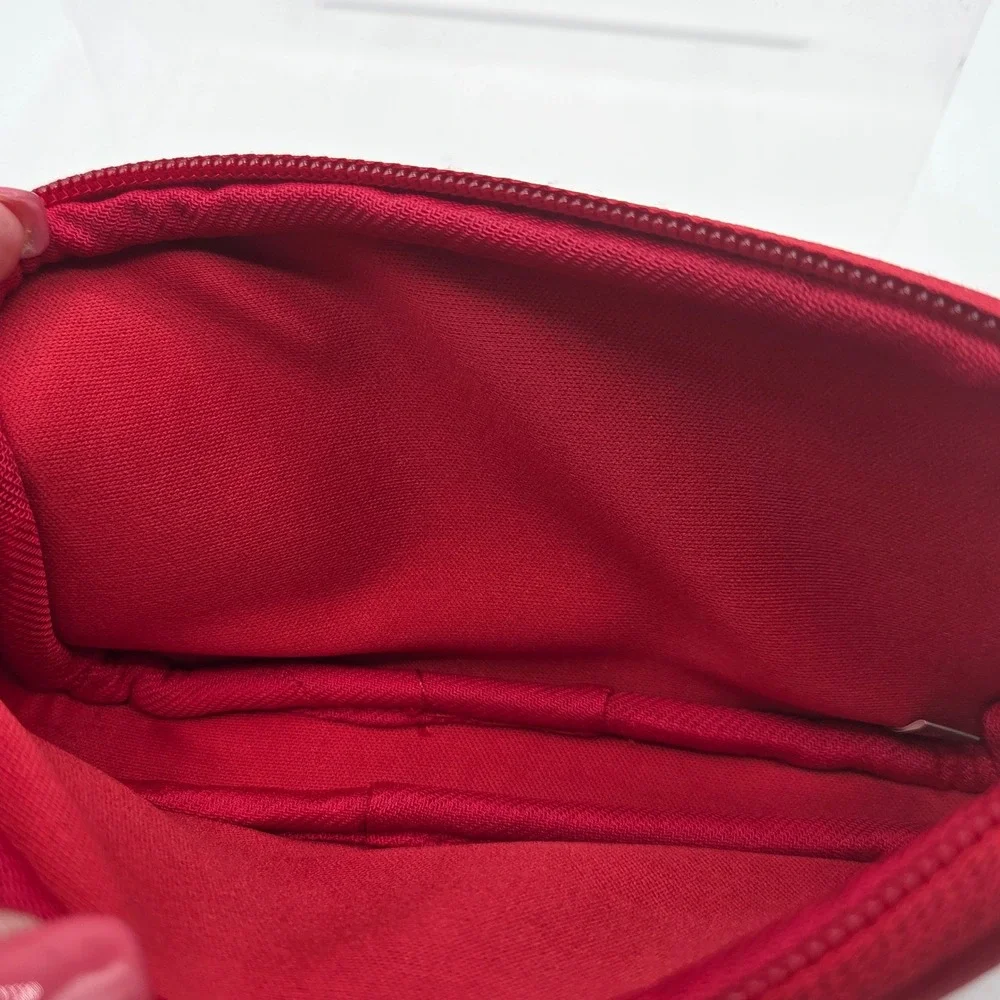 Rustic Cuff Red Wristlet Pouch Gold Logo‎ Detachable Strap Cosmetic Bag